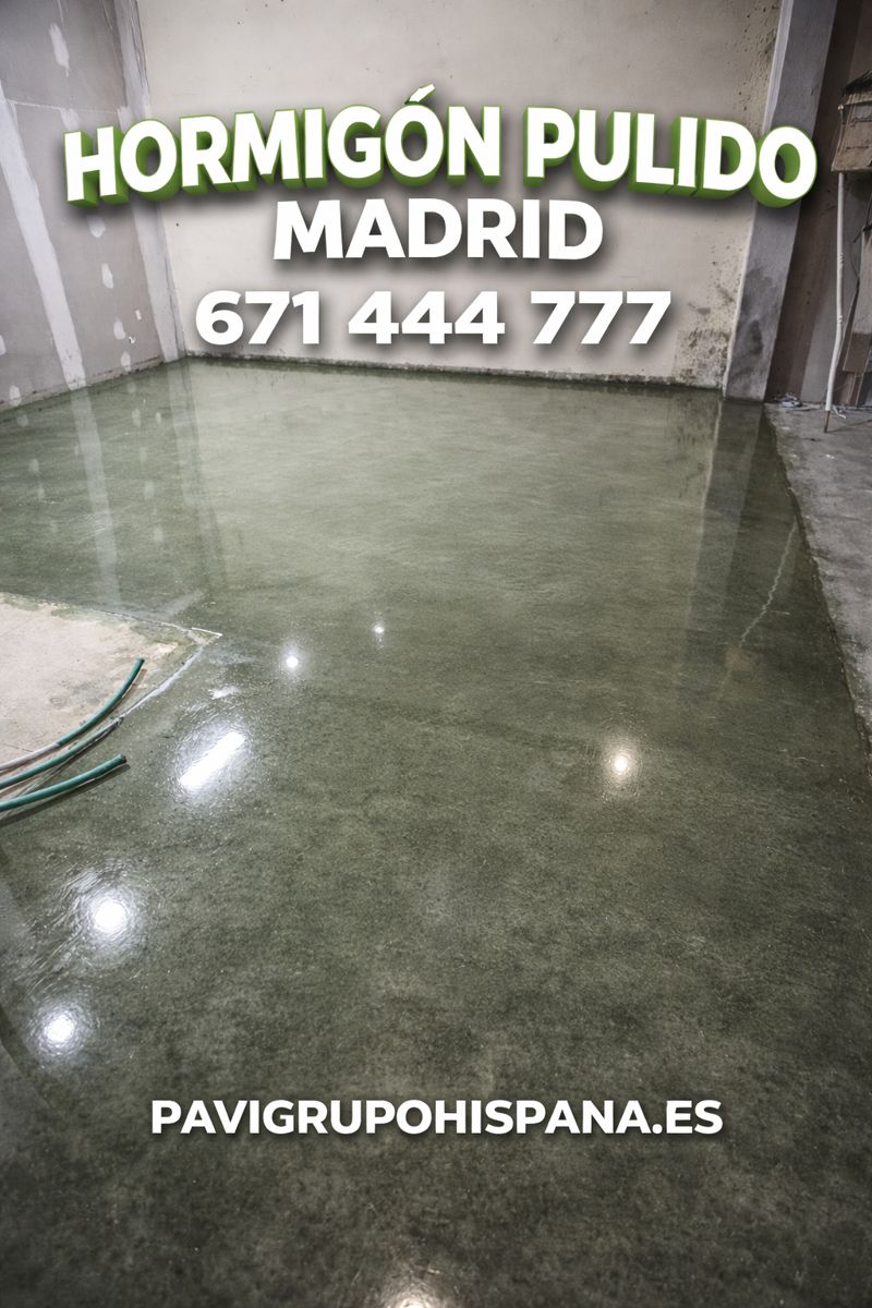 Hormigón pulido Madrid 2026 - Acabado profesional brillante en vivienda moderna. Pavimento continuo de hormigón pulido instalado por especialistas en Madrid.